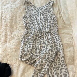 Gray Leopard Print Jumpsuit